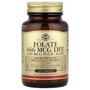 Solgar Folate 666 mcg (400 mcg Folic Acid) 250 таблеток Фолієва кислота (B-9)