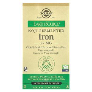 Solgar Koji Fermented Iron 27 mg 30 веганских капсул Железо