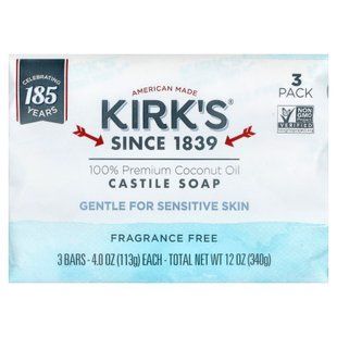 Kirk's Кастильське Мило без ароматизаторів 3 шт 113 g Средства для умывания и очищения