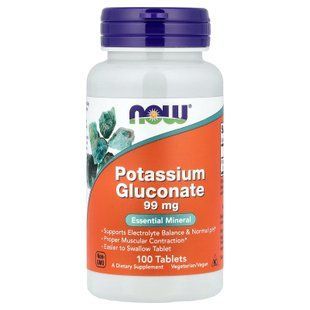 NOW Potassium Gluconate 99 mg 100 табл. Калий