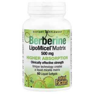 Natural Factors Berberine LipoMicel Matrix 60 Softgels Берберин