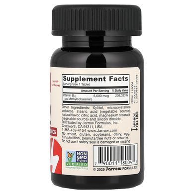 Jarrow Formulas Vegan Methyl B-12 Maximum Strength 5,000 mcg 60 жувальних таблеток Кобаламін (B-12)