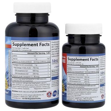 Carlson Elite Omega-3 Plus D & K Natural Lemon 60+30 softgels Омега-3