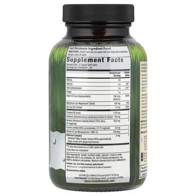 Irwin Naturals Mega D3 & K2 4000IU/120mcg + Turmeric Extract 60 liquid softgels Витамин D3 + K-2
