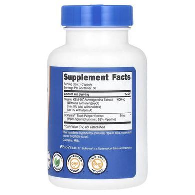 Nutricost KSM-66 Ashwagandha Root Extract 600 mg 60 капсул Ашваганда