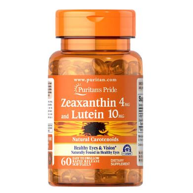 Puritan's Pride Zeaxanthin 4mg with Lutein 10mg 60 жидких капсул Лютеин