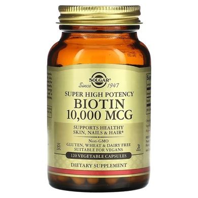 Solgar Biotin 10,000 мкг 120 капсул Біотин (B-7)