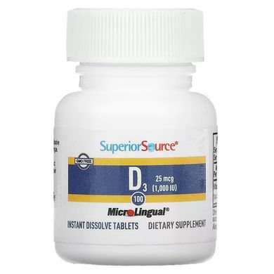 Superior Source Extra Strength D3 1,000 IU 100 швидкорозчинних таблеток Вітамін D