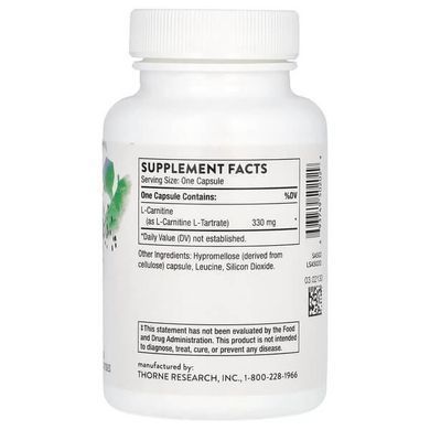 Thorne L-Carnitine 330 mg 60 капсул L-Карнитин