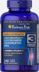 Puritan’s Pride Glucosamine Chondroitin MSM Double Strength 240 таб Глюкозамін і хондроїтін