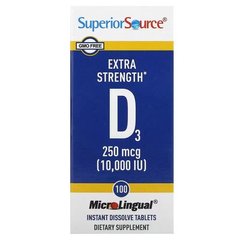 Superior Source Extra Strength D3 10,000 IU 100 быстрорастворимых таблеток Витамин D