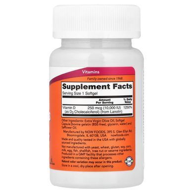 NOW Vitamin D3 10 000 IU 30 капсул Вітамін D