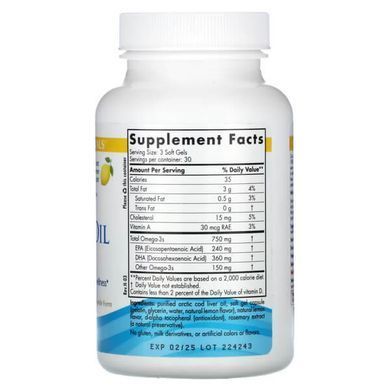 Nordic Naturals Arctic Cod Liver Oil Lemon 750 mg 90 рідких капсул Омега-3