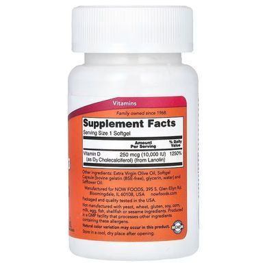 NOW Vitamin D3 10 000 IU 30 капсул Вітамін D