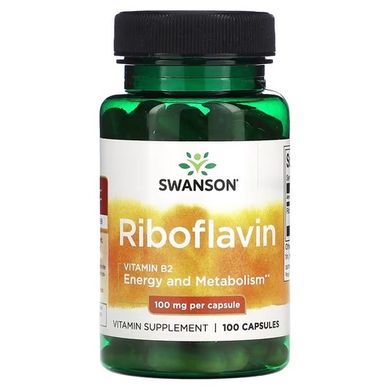 Swanson Vitamin B2 Riboflavin 100 mg 100 капс. Рибофлавин (В-2)