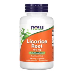 NOW Foods Licorice Root 450 mg 100 капсул Солодка корінь (Licorice)