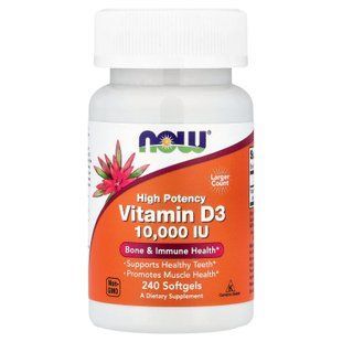 NOW Vitamin D3 10 000 IU 240 рідких капсул Вітамін D
