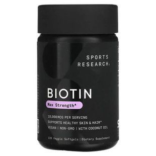 Sports Research Biotin 10,000 mcg 120 Veggie Softgels (30.04.2027) Биотин (B-7)