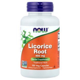 NOW Foods Licorice Root 450 mg 100 капсул Солодка корінь (Licorice)