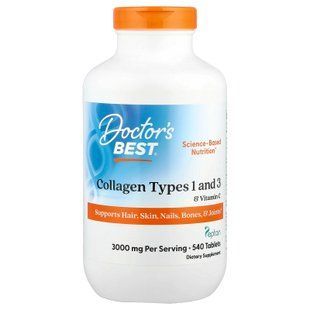 Doctor's Best Collagen Types 1 and 3 with Vitamin C 1,000 mg 540 табл. Коллаген