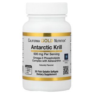 California Gold Nutrition Antarctic Krill Oil 500 mg 30 гелевых капсул Масло криля (Krill oil)