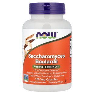 NOW Saccharomyces Boulardii 5 Billion CFU 120 растительных капсул Сахаромицеты буларди