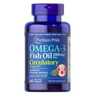 Puritan's&nbsp;Pride Omega-3 Fish Oil Plus Circulatory Support 60 капсул Омега-3