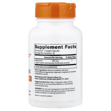 Doctor's Best Artemisinin 100 mg 90 рослинних капсул Інші екстракти