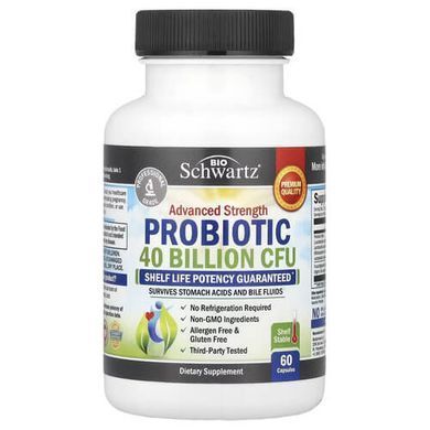 BioSchwartz Advanced Strength Probiotic 20 Billion CFU 60 капсул Пробіотики та пребіотики