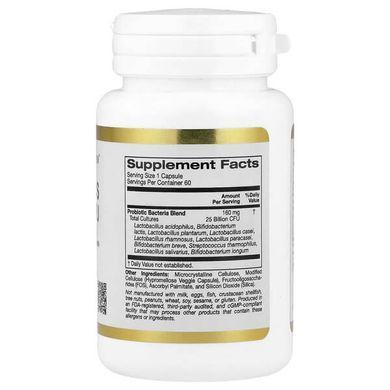California Gold Nutrition Probiotics 25 Billion CFU 60 растительных капсул Пробиотики и пребиотики