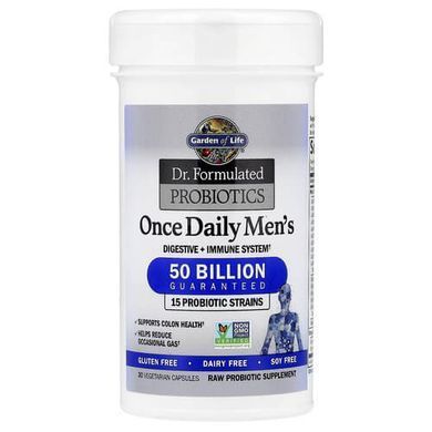 Garden of Life Probiotics Once Daily Men's 50 Billion 30 растительных капсул Пробиотики и пребиотики