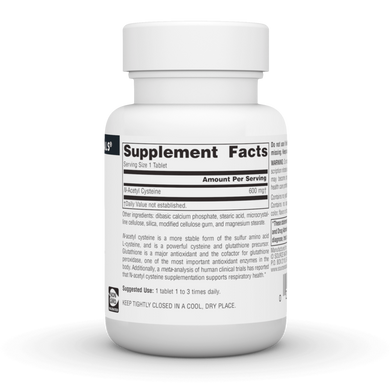 Source Naturals N-Acetyl Cysteine 600 mg 30 таблеток NAC (N-ацетил-L-цистеїн)