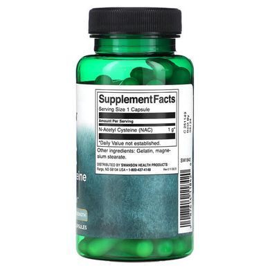 Swanson NAC 1000 mg 60 капсул NAC (N-ацетил-L-цистеїн)