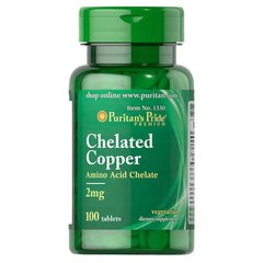 Puritan's Pride Copper Chelate 2 mg 100 таб. Мідь