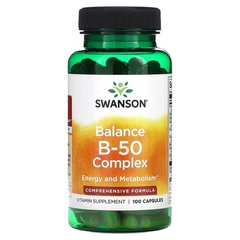 Swanson Balance B-50 Complex 100 капсул Комплекс вітамінів групи В