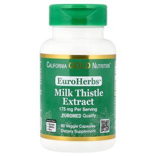 California Gold Nutrition Milk Thistle Extract 175 mg 60 рослинних капсул Розторопша (Силімарин)