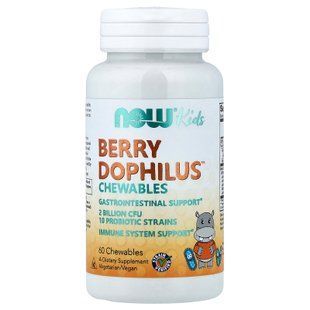 NOW Berry Dophilus Kids 2 Billion 60 жувальних таблеток Пробіотики та Ензими для дітей