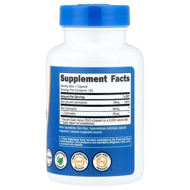 Nutricost Zinc Carnosine 120 capsules Цинк