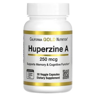 California Gold Nutrition Huperzine A 250 mcg 30 капсул Для мозкової активності, нервової системи і сну