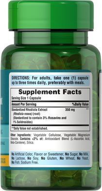 Puritan's Pride Rhodiola Standardized Extract 350 mg 60 капсул Родіола