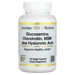 California Gold Nutrition Glucosamine, Chondroitin, MSM Plus Hyaluronic Acid 120 капсул Глюкозамін і хондроїтін