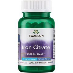 Swanson Iron Citrate 25 mg 60 капсул Залізо