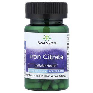 Swanson Iron Citrate 25 mg 60 капс Железо