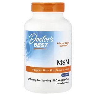 Doctor's Best MSM with OptiMSM 3,000 mg 180 вегетарианских капсул (30.04.2027) MSM (Сера)