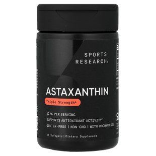 Sports Research Astaxanthin Triple Strength 12 mg 60 рідких капсул Астаксантин