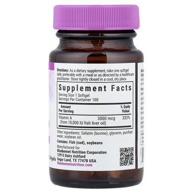 Bluebonnet Vitamin A 3,000 mcg 100 капс. Витамин А
