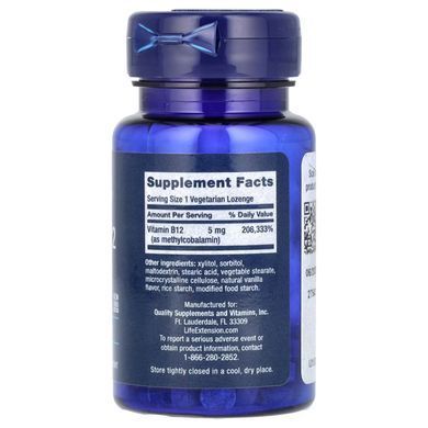 Life Extension Vitamin B12 Methylcobalamin 5000 mcg 60 леденцов (04.2027) Кобаламин (B-12)