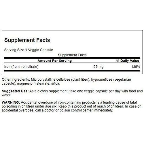 Complément Alimentaire Swanson Citrate De Fer 25 Mg - Boîte De 60 Gélules, Neuf
