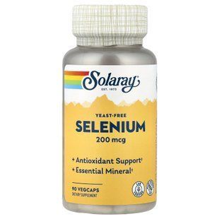 Solaray Yeast-Free Selenium 200 mcg 90 VegCaps Селен