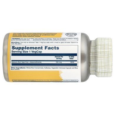 Solaray Yeast-Free Selenium 200 mcg 90 рослинних капсул Селен